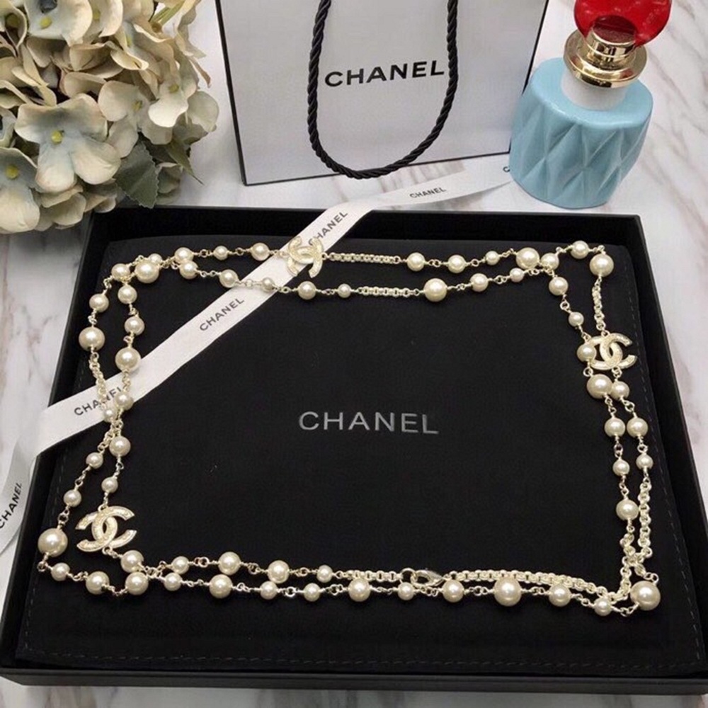 Chanel Double-Strand Long Pearl Necklace